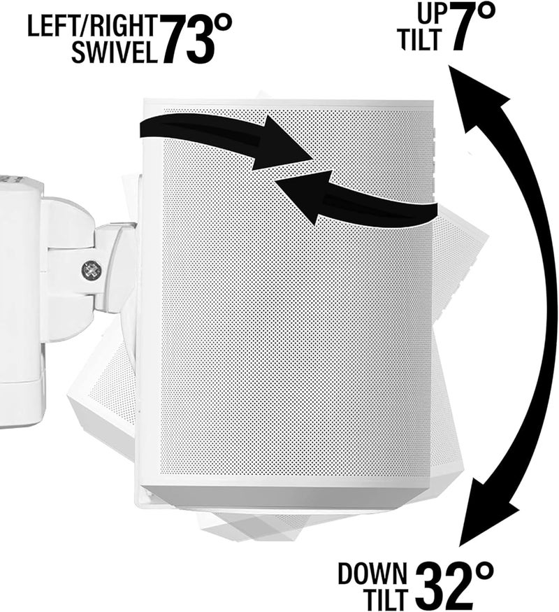 Sanus Speaker Wall Mounts for Sonos Era 100™ Pair - Swivel & Tilt Speaker Mount with Easy 15-Minute Install – White, 2-Pack - Image 2